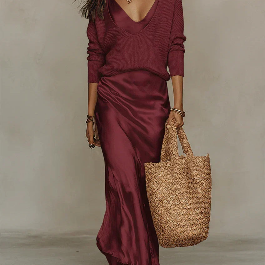 Sonia | Conjunto de Vestido Slip & Malha