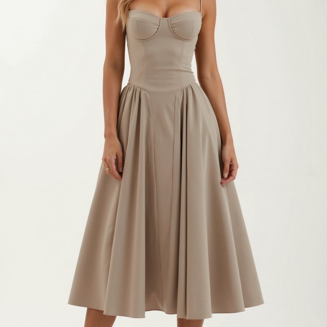 Odete - Vestido midi con corsé estructurado