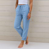 Sara - Pantalones elásticos de lino Premium
