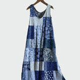 Vestido con Patrón de Patchwork Azul