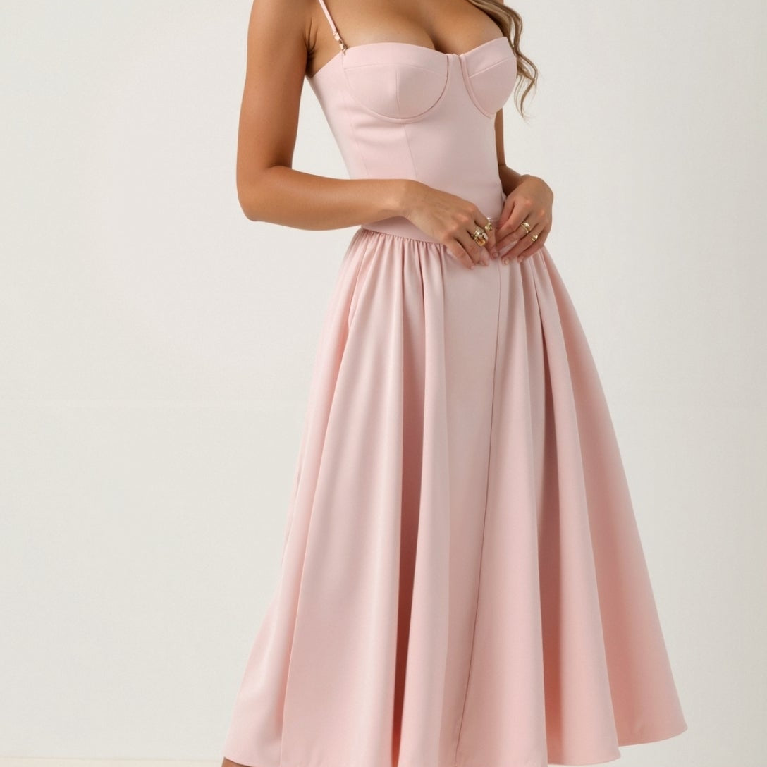 Odete - Vestido midi con corsé estructurado