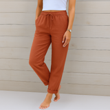Sara - Pantalones elásticos de lino Premium