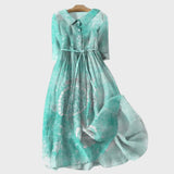 Vestido Turquesa con Estampado de Tortuga