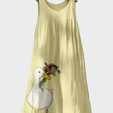 Vestido con Estampado de Pato