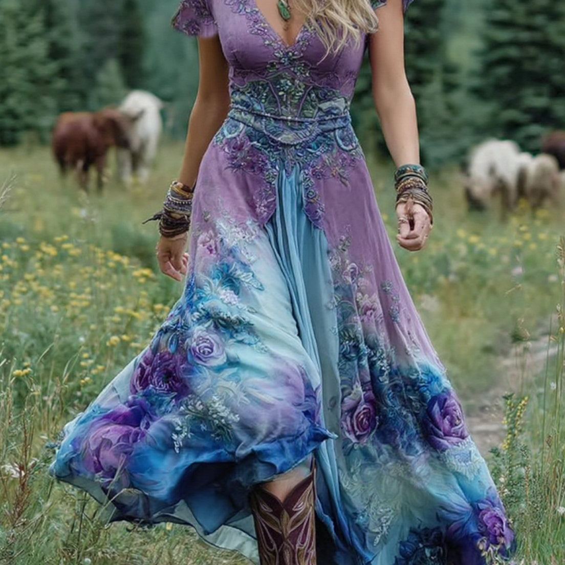 Serena - Vestido Maxi Corto Floral