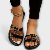 Jenevra - Sandalias con tiras cruzadas de leopardo