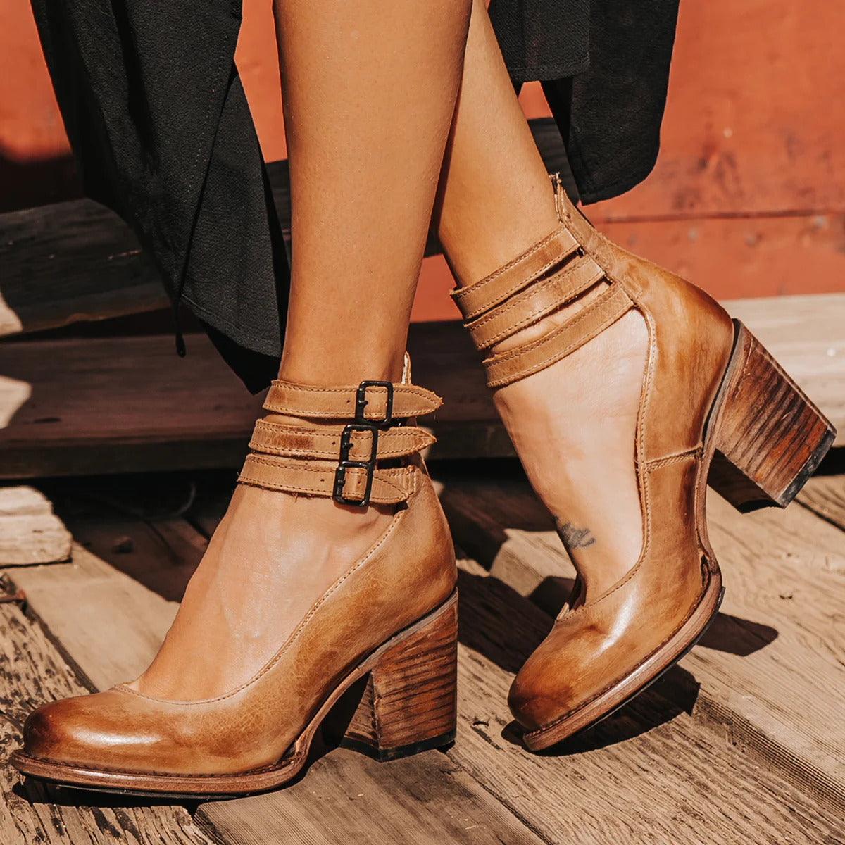 Ginevra - Zapatos de tacón alto con tiras múltiples y suela gruesa