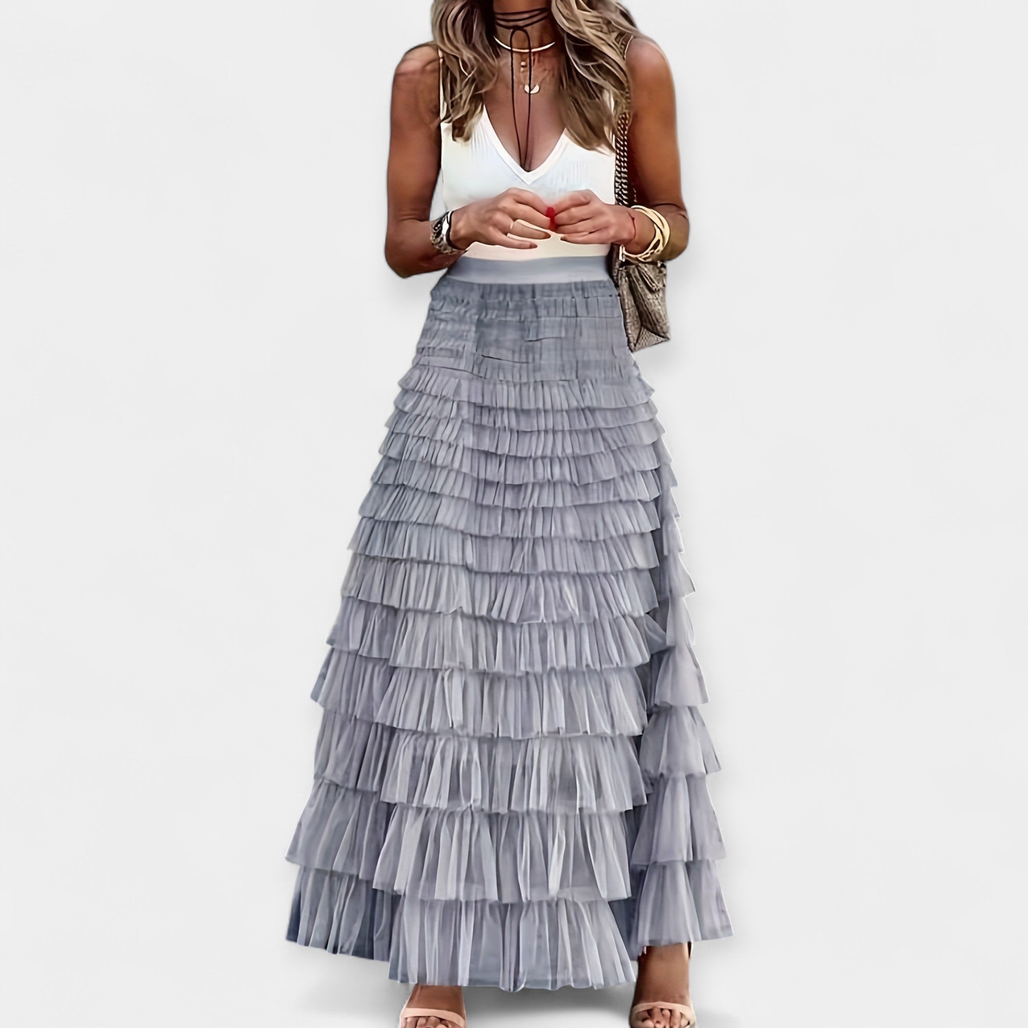 Falda Boho con Acabado de Satén