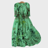 Vestido Verde con Flores Sombradas