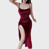 Gabriela - Vestido de terciopelo con abertura
