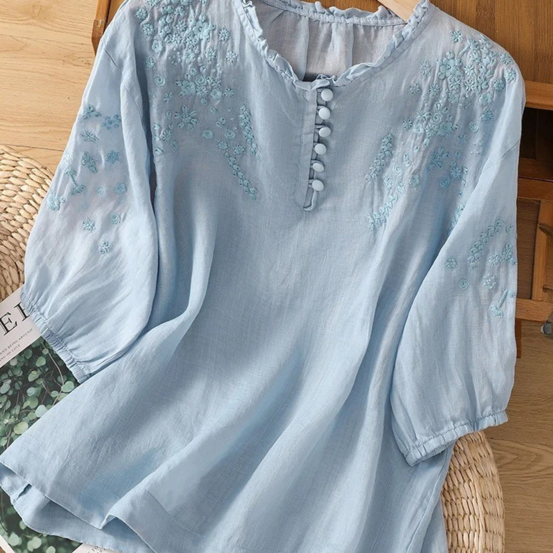 Cassiana - Blusa de Algodón y Lino