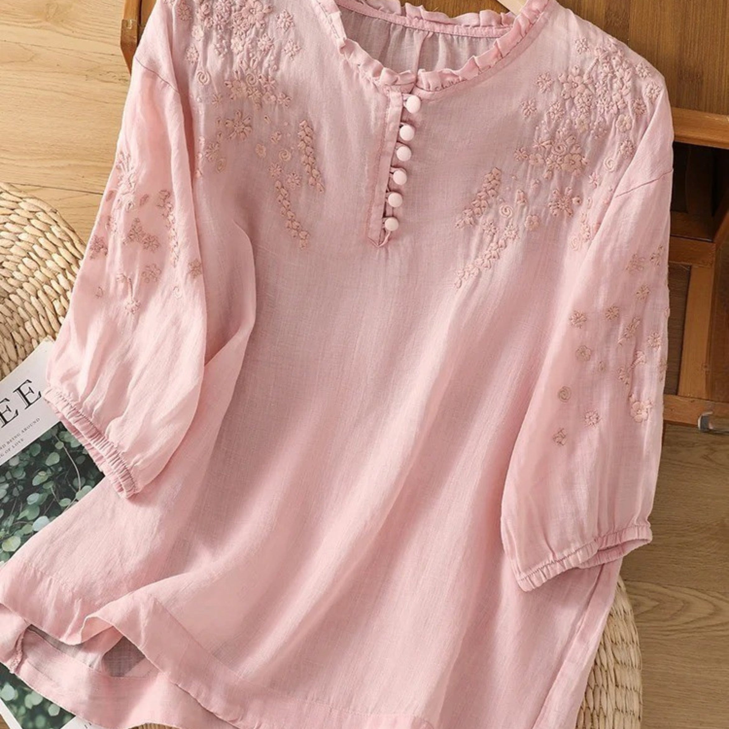 Cassiana - Blusa de Algodón y Lino