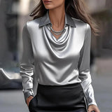 Inês - Blusa de Satén Lujosa con Escote Suave