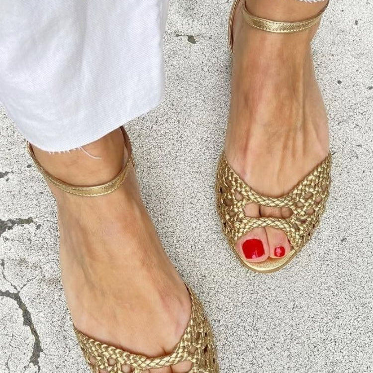 SANDALIAS ENTRELAZADAS DORADAS ISADORA
