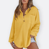 Inês - Blusa Túnica Ligera con Escote en V y Botones