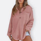 Inês - Blusa Túnica Ligera con Escote en V y Botones