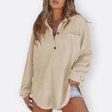 Inês - Blusa Túnica Ligera con Escote en V y Botones