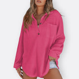Inês - Blusa Túnica Ligera con Escote en V y Botones