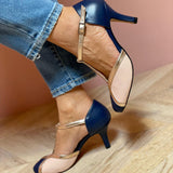 Aléssia - Zapatillas de tira en T coloridas y cómodas con puntera redonda