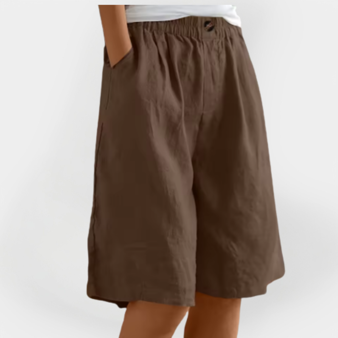 Pantalones Cortos de Lino con Bolsillos