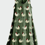 Vestido con Estampado de Gallo