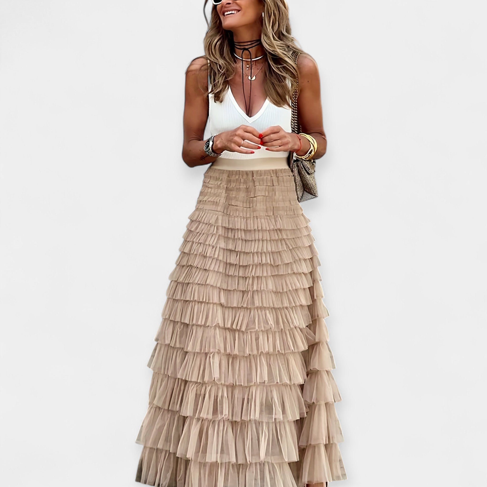 Falda Boho con Acabado de Satén