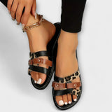 Jenevra - Sandalias con tiras cruzadas de leopardo