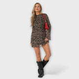 Vestido de malla con estampado de leopardo
