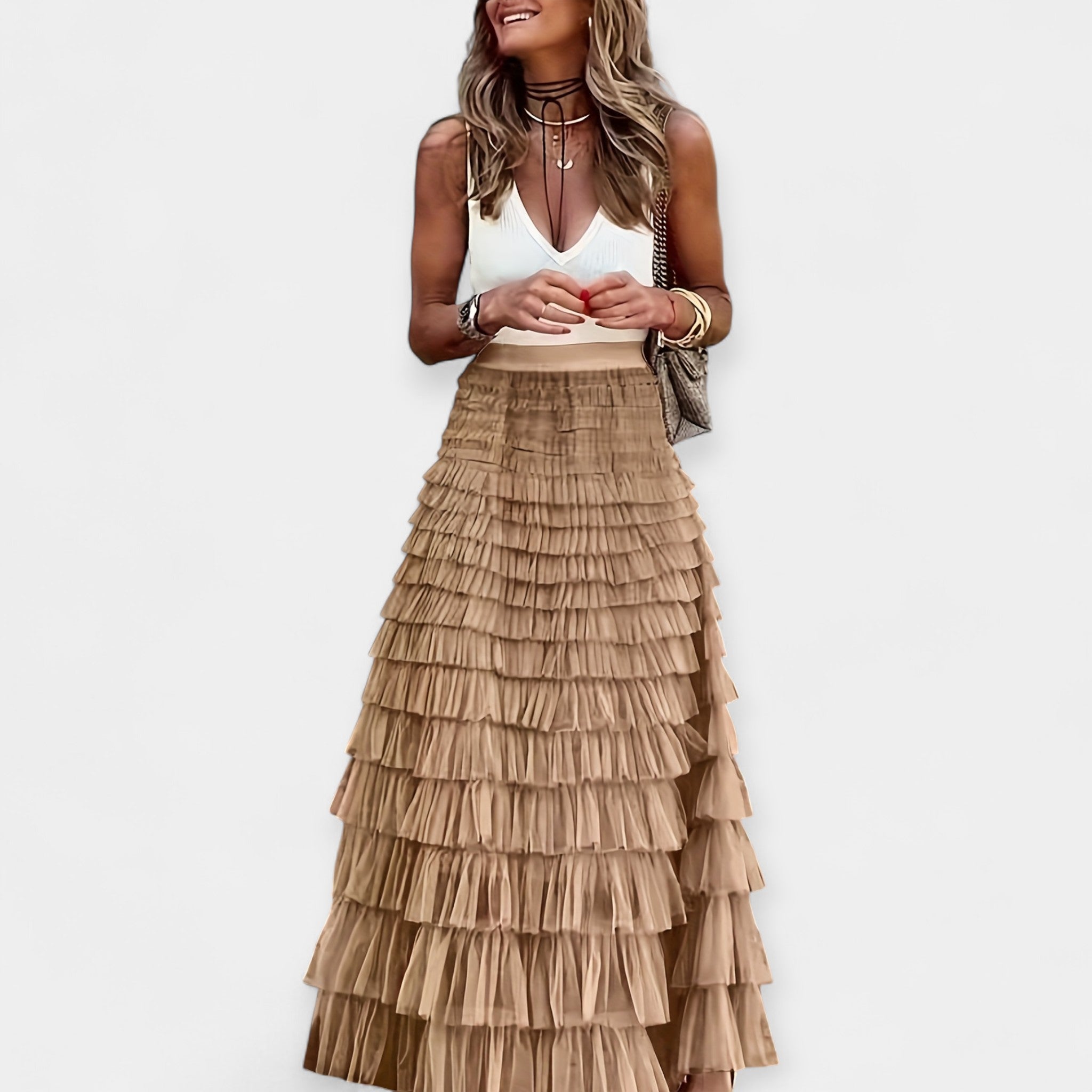 Falda Boho con Acabado de Satén
