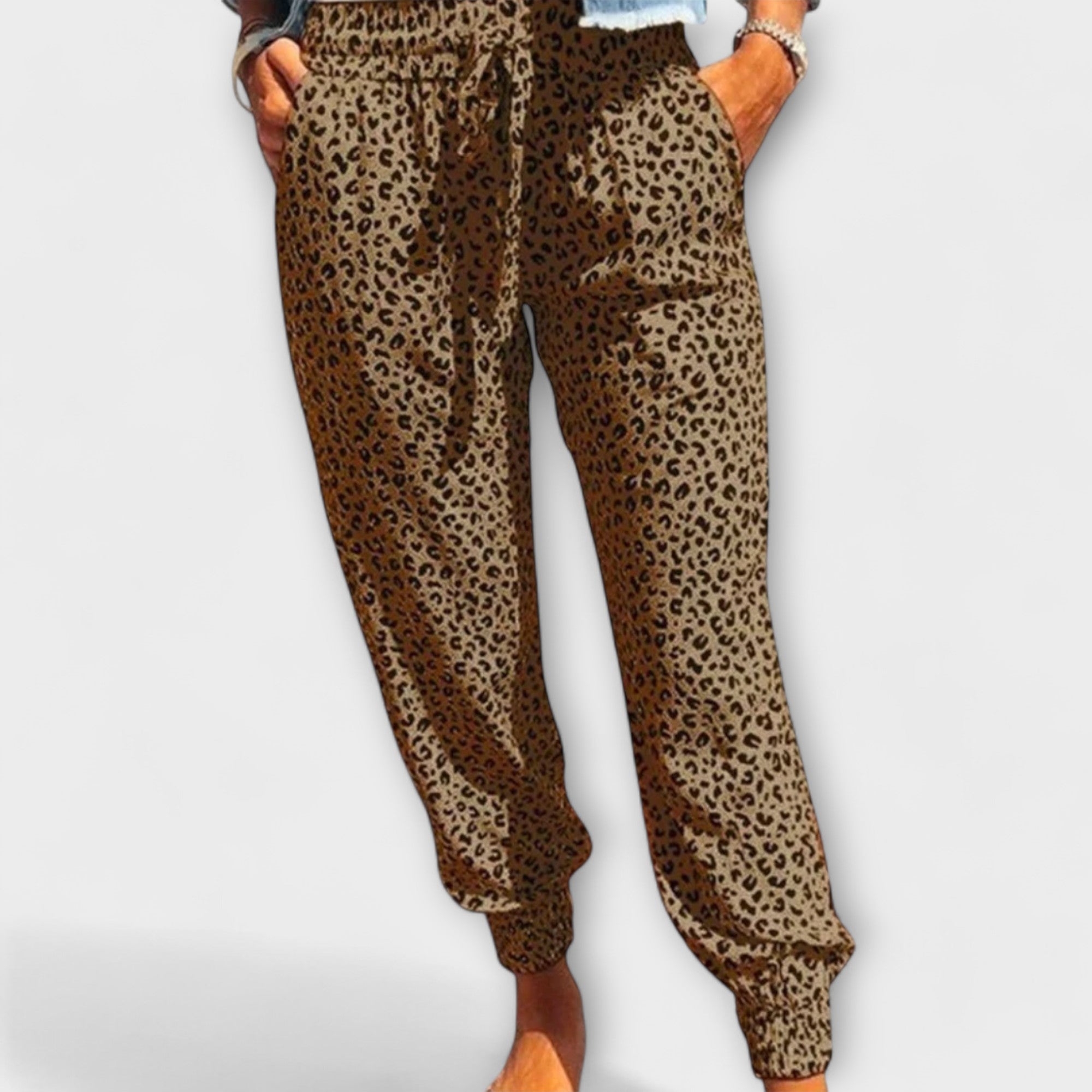 Felicidad - Pantalones de leopardo con piernas anchas