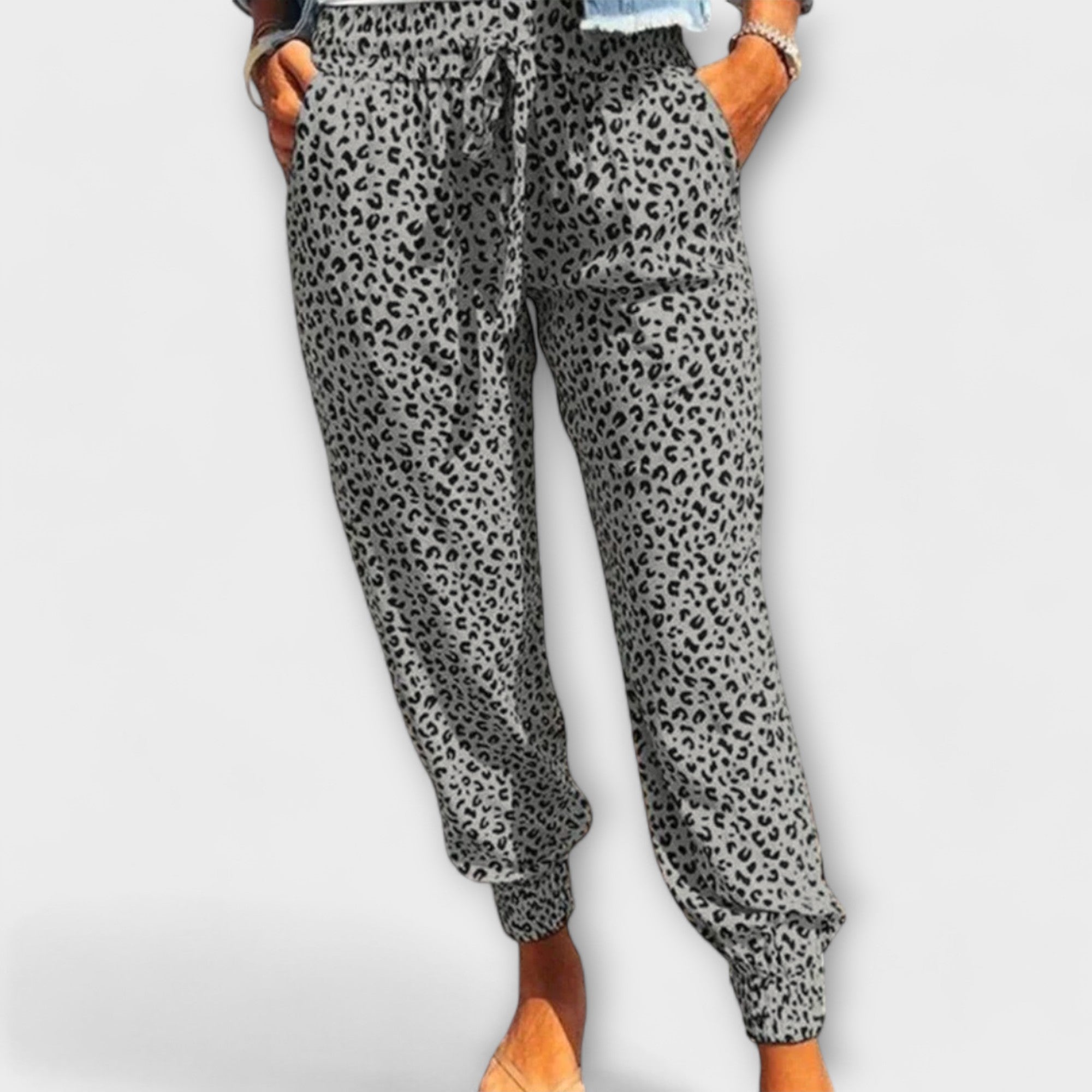 Felicidad - Pantalones de leopardo con piernas anchas