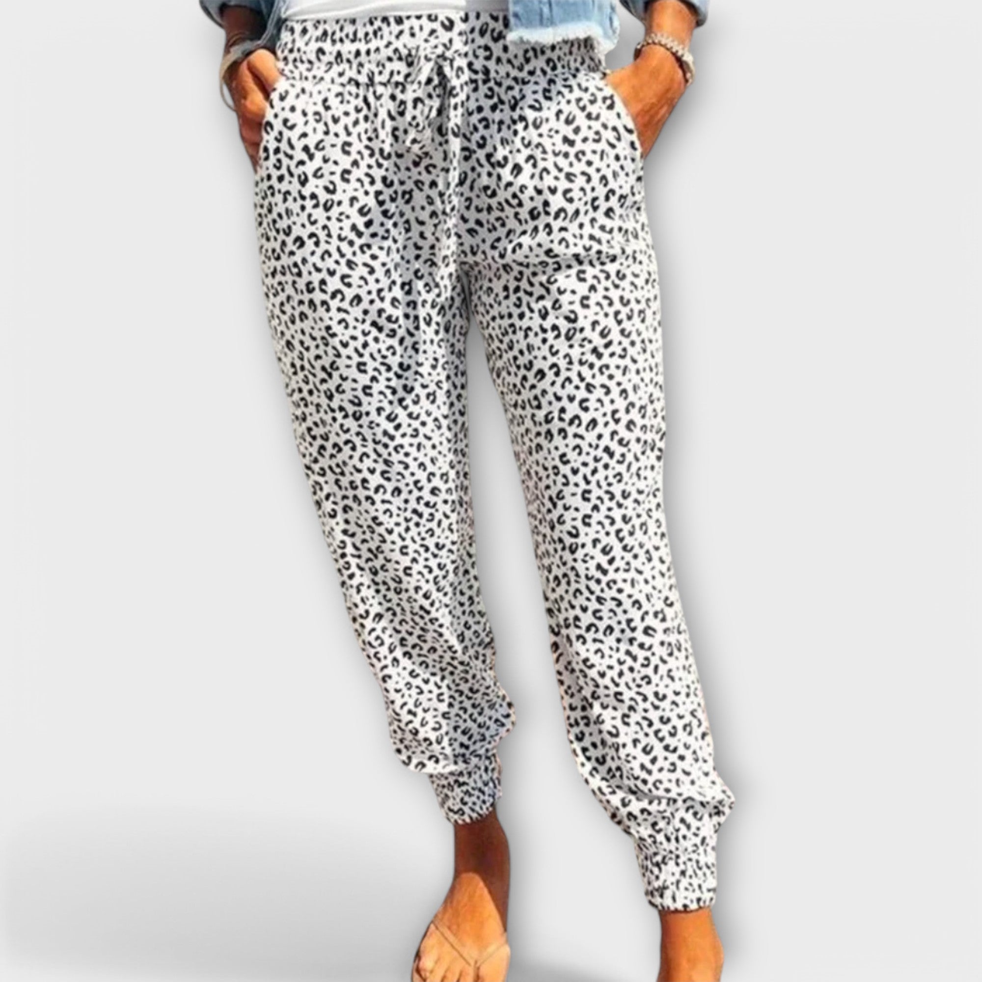 Felicidad - Pantalones de leopardo con piernas anchas