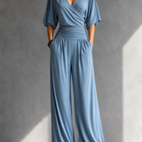 Amália | Conjunto Elegante con Top Cruzado y Pierna Ancha