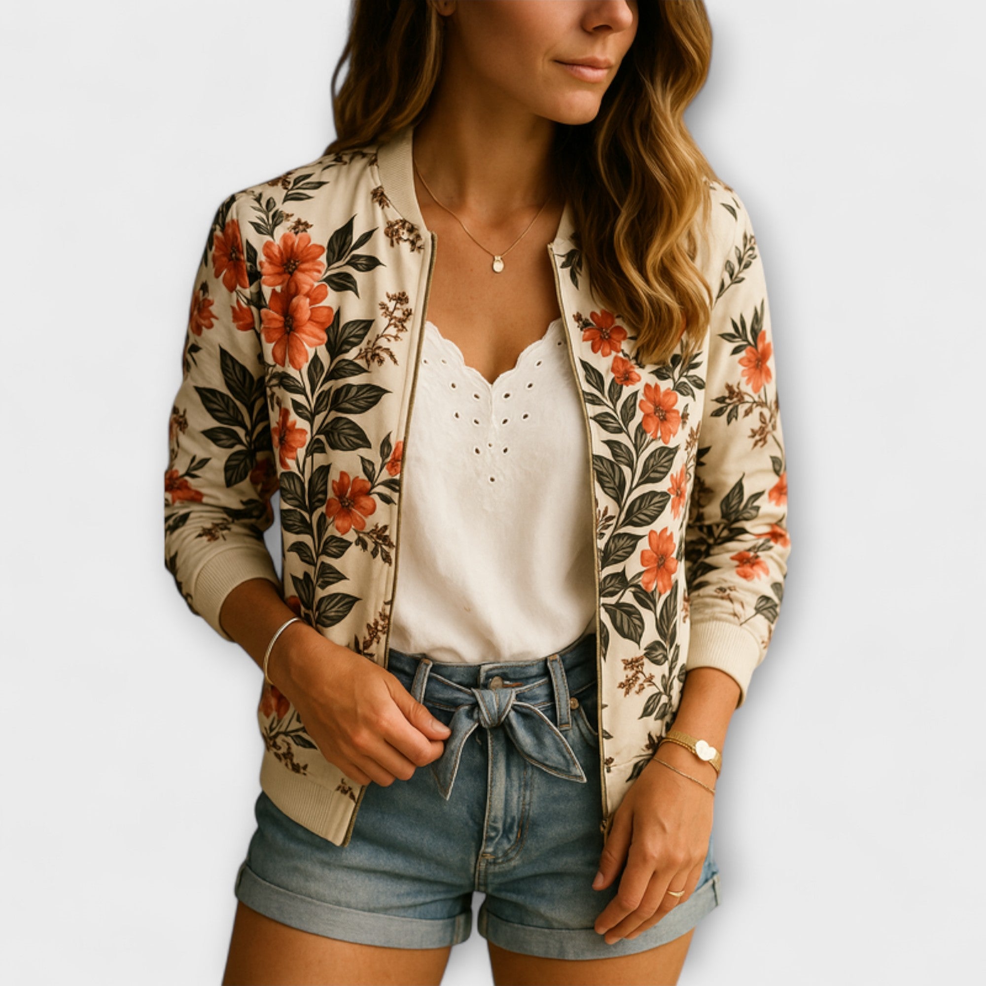 Andreia - Chaqueta bomber elegante floral