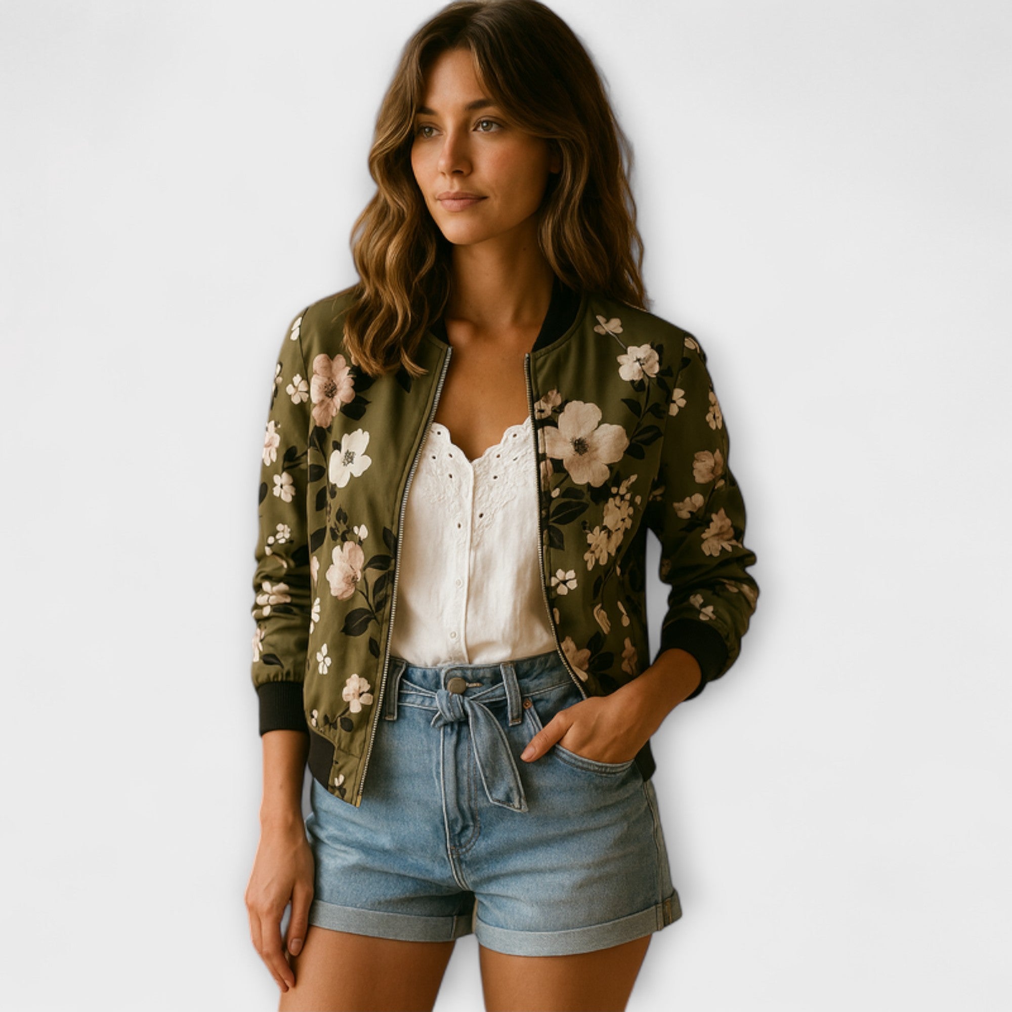 Andreia - Chaqueta bomber elegante floral