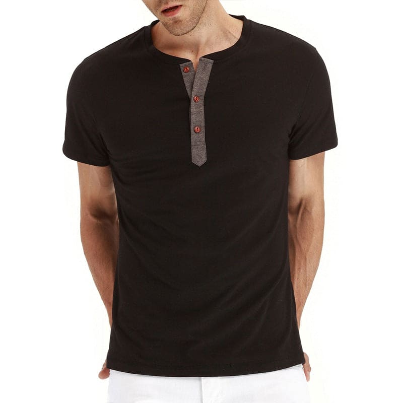 Camiseta Henley - Tejido Suave Cuello