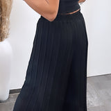 Maia - Pantalones Plisados Negros