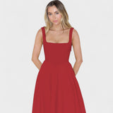 Maribel - Vestido Midi de escote cuadrado