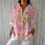 Sofía - Blusa Floral Jardín Tulipanes