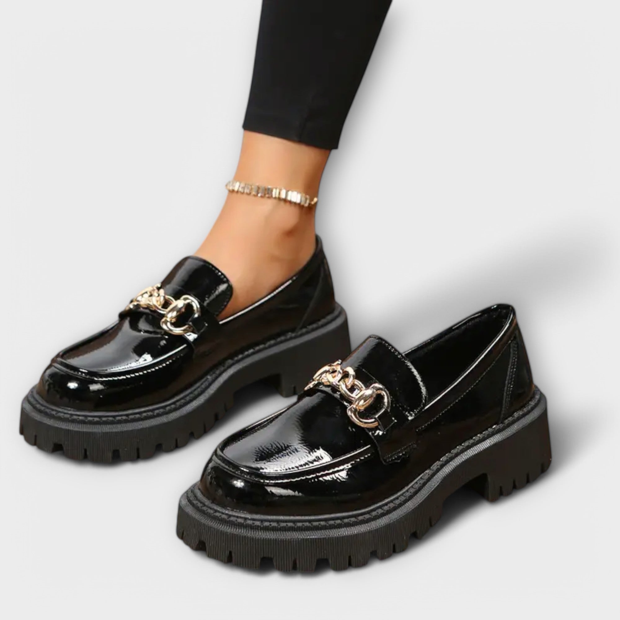 Lúcia - Mocasines de plataforma para mujer con hebilla de cierre