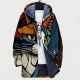 Chaqueta con patrón de cara de gato