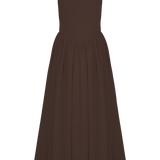 Sara - Vestido midi de punto marrón