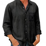 Camisa - Mezcla de Denim Larga