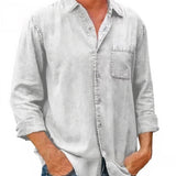 Camisa - Mezcla de Denim Larga