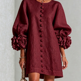 Amara - Mini Vestido Elegante con Botones Florales