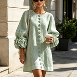 Amara - Mini Vestido Elegante con Botones Florales