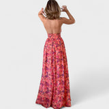 Floral - Vestido largo con halteres