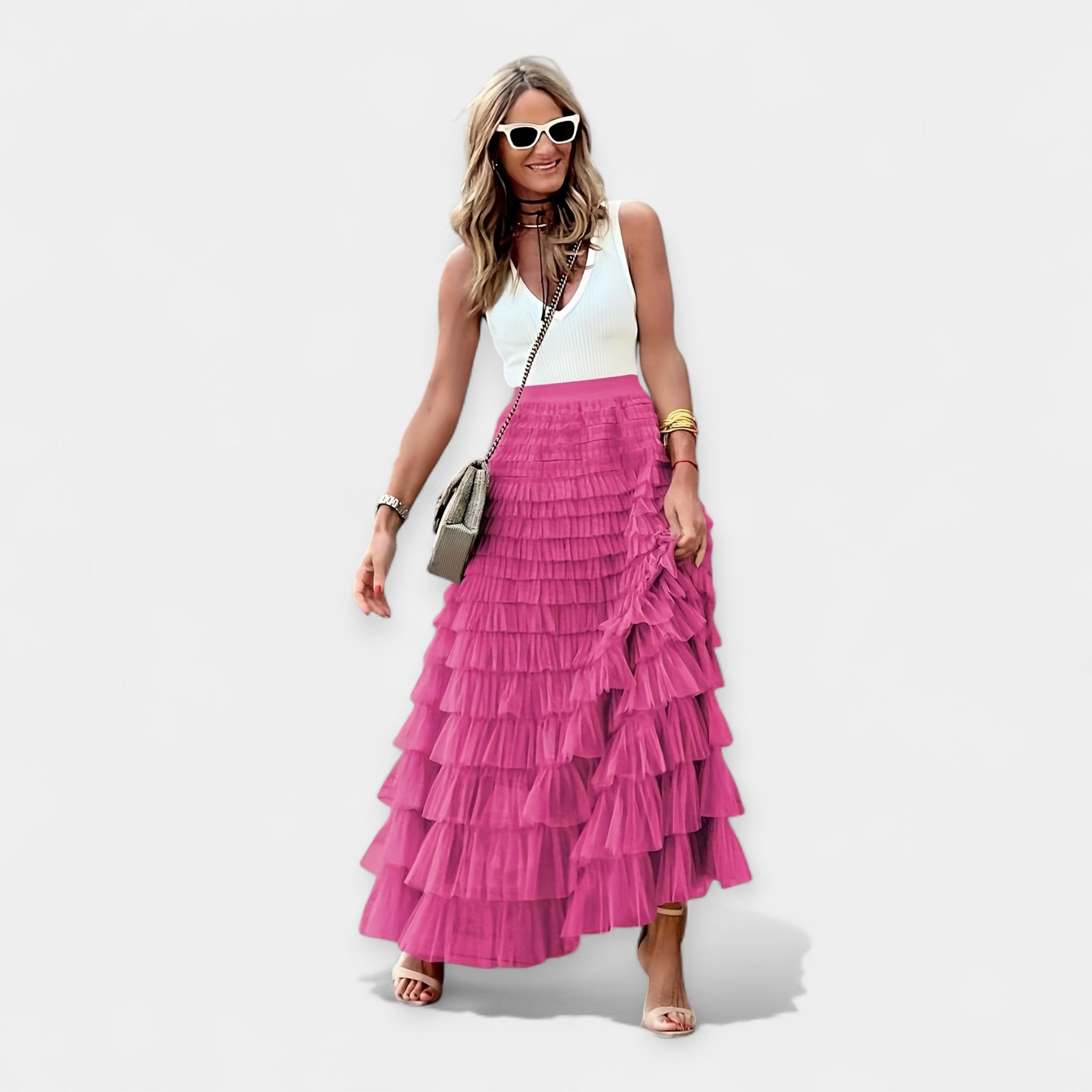 Falda Boho con Acabado de Satén