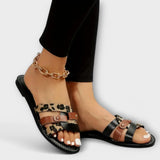 Jenevra - Sandalias con tiras cruzadas de leopardo