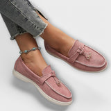 Mocasines Femeninos Beiges con Cordón Decorativo